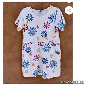 RED GINGER COTTON STUFF RETRO VIBRANT FLORAL MINI DRESS